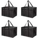 Bodaon 4-Pack Insulated Food Delivery Bag, XXX-Large Meal Grocery Tote Insulation Bag for Hot and cold Food, Commercial, Large Capacity Reusable Warming Bag, Black