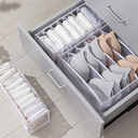 TOPARCHERY Foldable Bra & Underwear Organizer - 2 Set Drawer Divider Storage for Bras, Socks, Ties - White