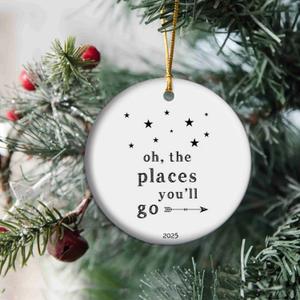 Oh The Places You'll go Ornament, Travel Ornament, College Graduation Gift, Baby Gifts, Retirement Gift (T8)