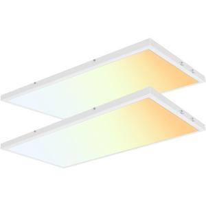 2X 4 FT LED Flat Panel Lights 2 Pack, Mount Ceiling Light Fixture, 3000K/3800K/4500K/5200K/6000K Selectable, 30W 40W 50W 60W 72W Options, 0-10V Dimmable, 7200 Lumens