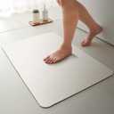 TYUU Bath Mat, Bathroom Rugs Non Slip Washable Thin Absorbent Quick Dry Bath Mat Fits Under Door Bathroom Floor Mat Perfect for Bath, Shower, or Sink 20"x48" White