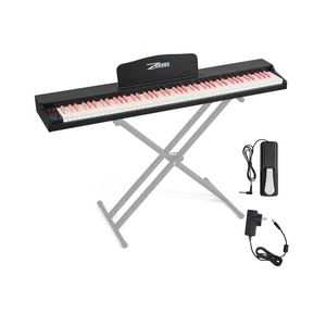 ZHRUNS Digital Piano 88 Key Weighted, Full Size Electric Keyboard Piano for Beginners, Portable Piano Keyboard with Sheet Music Stand,Pedal,Headphone,Power Adapter,USB MIDI,Black Pink (Keyboard Only)