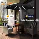 FLAME&SHADE Solar Patio Umbrella with Centre Light, 7.5 FT Black
