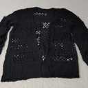 Mafulus Women's Crochet Cardigan Kimono Boho Long Sleeve Lightweight Soft Oversized Open Front Knitted Sweater (Large, Black)
