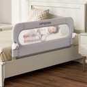 Folding Bed Rail for Toddlers,Baby Bed Rail Guard with Reinforced Anchor Safety System,Fit Bunk,Full Size,Queen,King,Twin(Grey,43"x23.6")
