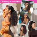 QGZ Ponytail Extension Drawstring Ponytail for Black Women 18 Inch Synthetic Long Afro Curly Fluffy Ponytail for Daily Use(Dark Brown with Golden Blonde Highlights)