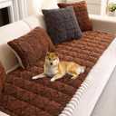 Couch Cover for Dogs Washable, Fuzzy Pet Couch Covers for 3 Cushion Sofa Pet Friendly, Non-Slip Sofa Couch Cover Protector Mat (59in, Coffee)