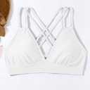 Tainehs Women's Push Up V Neck Bikini Tops Criss Cross Back Padded Bathing Suit Top Only (White, M)
