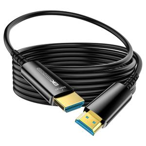 Fiber Optic HDMI Cable 50 FT, 8K Thin HDMI 2.1 Cable, HDMI Cord 48Gbps Ultra High Speed, 8K@60Hz 4K@240Hz, Dynamic HDR, eARC, HDCP 2.2&2.3, 3D, Compatible for PS4/5/Xbox/TV//Monitor/Projector