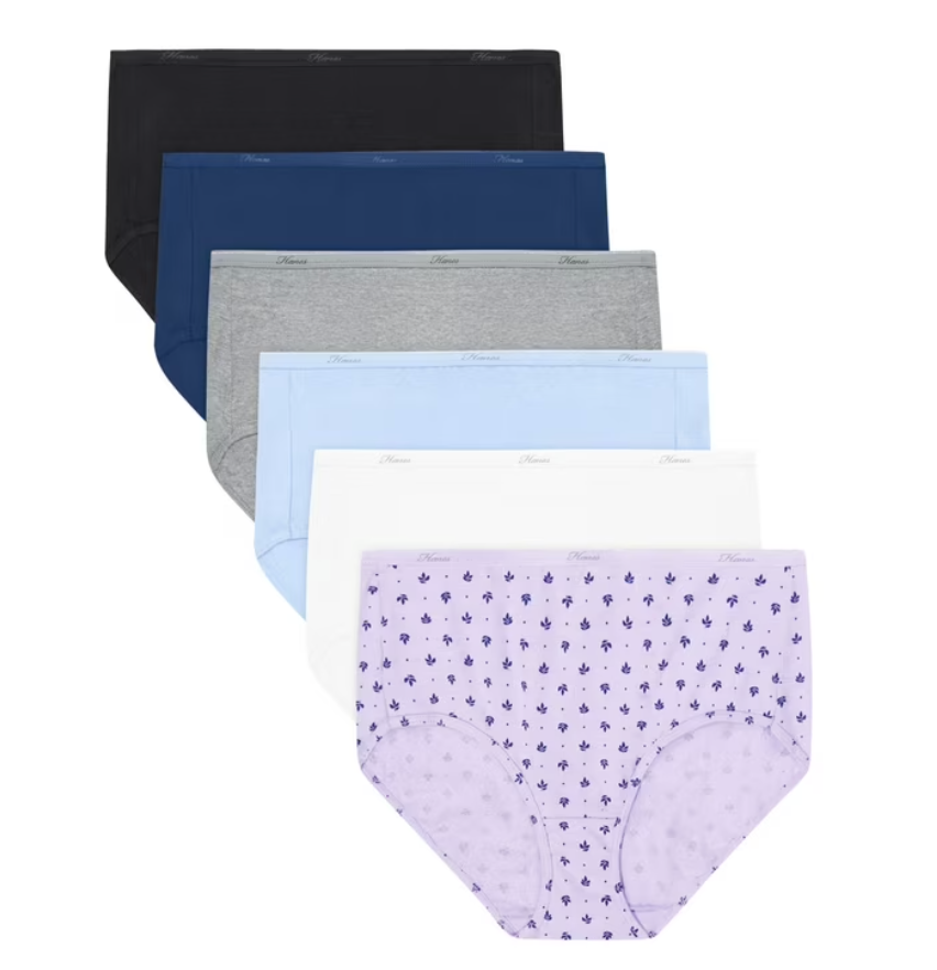 Hanes Women's Underwear Briefs Pack, 6-Pack, Cotton Brief Panties for Women, Moisture-Wicking (Plus Size)11, Solid/Print Mix