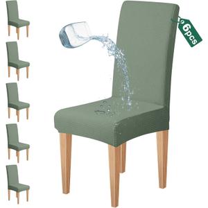 Dioxide Waterproof Chair Covers for Dining Chairs, Stretch Dining Chair Covers Set of 6, Parson Chair Slipcovers, Removable Washable Kitchen Chairs Seat Covers Protectors for Home Restaurant Banquet