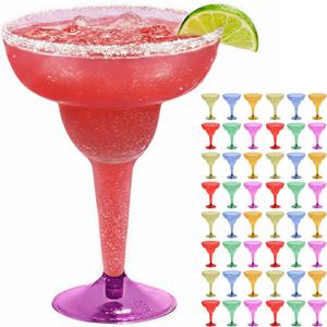 Prestee Multicolor Disposable 30 Plastic Margarita Glasses - 12 oz Hard Cocktail Cups for Cinco de Mayo Fiesta, Taco Party and Mexican Decorations - Fiesta Party Decorations - Large (Pack of 30)