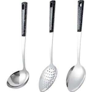3-Piece,Stainless Steel Serving spoons set with Slotted Spoon, Serving Spoon and Perforated Spoon, soup ladle,kitchen cooking serving utensils set cooking spoon