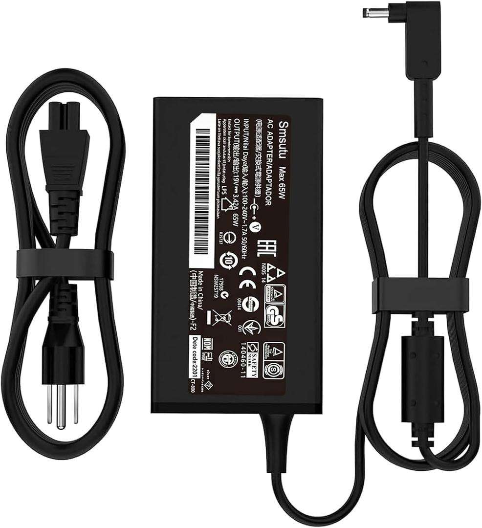 65W Laptop Charger for Acer Aspire 5 3 1 N20C5 N23C3 N16P1 N20C6 N15Q8 N23H3 N22C6 N22C5 N20C12 N19H2 A315-24P-R7VH A515-56 A515-54 A515-55 A517-52 A515-58 A314-23P 3.0 * 1.1mm Adapter Power Cord