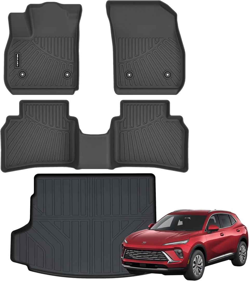 Floor Mats & Cargo Liner for 2021 2022 2023 2024 2025 2026 Buick Envision All Weather Protection TPE Rubber Floor Liners for 2026 Buick Envision Full Set Automotive Mat Accessories, Black