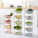 Multifunctional Plastic Storage Basket Floor Tripod Kitchen Vegetable and Fruit Storage Rack Drain Rack (Green, 4 layers)