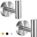 Vuzvuv 2-Pack Silver Brushed Nickel Towel Hooks, SUS304 Stainless Steel Waterproof Coat Robe Holder, Heavy Duty Wall-Mounted Hooks for Bathroom, Kitchen, Hotel (Drilling)