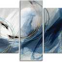 Fu-Keivy Blue Grey Abstract Canvas Wall Art Decor Fantasy Modern Artwork Painting for Living Room Bedroom 5 Panel Wall Pictures Graffiti on White Background 60''W x 32''H