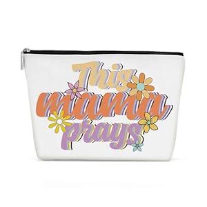 Retro Flower Inspirational Mama Makeup Bag Mother Gifts Mom Gifts Mom Birthday Gifts from Daughter Mothers Day Christmas Cosmetic Bag Make up Bag Pouch Travel Toiletry Bag for Women Mom Mum Mommy