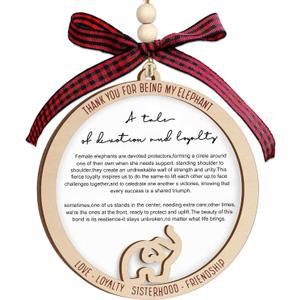 Elephant Ornaments for Sisterhood, Friendship Ornaments for Women Friends with Story Text - Elephant Gifts for Women, Best Friend Christmas Birthday Gifts for Sister, Bestie