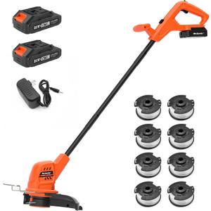 MAXLANDER Cordless Weed Wacker 10 inch with 2 PCS 20V 2.0Ah Batteries, Weed Wacker with 1 PCS Quick Charger & 8 PCS Replacement Spool Trimmer Lines, Lightweight Weed Edger