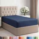 Twin Fitted Bed Sheet - Bottom Single Fitted Sheet Only - Ultra-Soft Hotel Luxury Bedding w/ 8-16 Inch Deep Pockets - Breathable, Cooling & Wrinkle Free - Easy-Fit, Fade & Shrink Resistant - Navy Blue