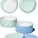 Porcelain Kids Bowls with Removable Silicone Sleeve & Lid  Strong Suction Base, Microwave & Dishwasher Safe, Toddler-Proof, Non-Slip Ceramic Feeding Bowls for Babies & Toddlers (Set of 2) (Baby Blue/Sweet Sage)