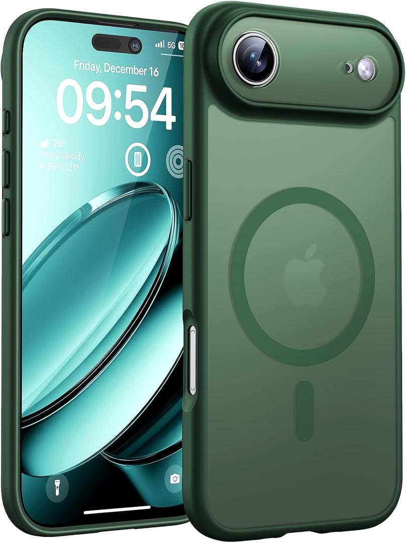 TOCOL for iPhone Air Case, Compatible with Magsafe Charger, Full Camera Protection, Drop Protection, Translucent Matte Phone Case for iPhone 17 Air 6.5 inch (Alpine Green)