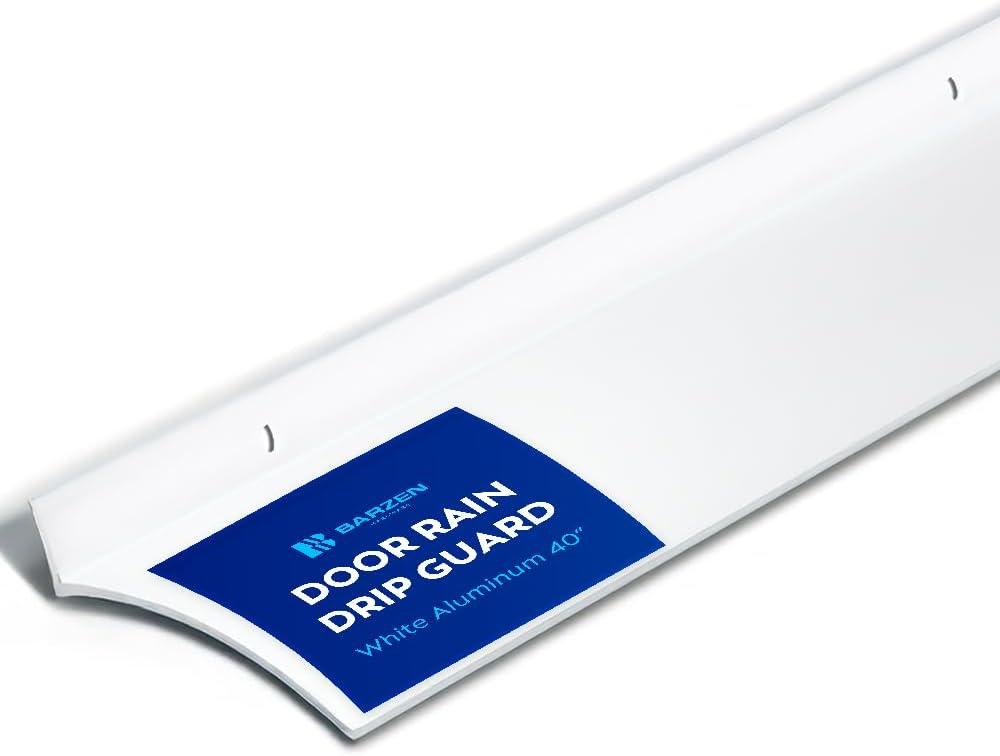Barzen Exterior Door Rain Drip Guard - Over Door Drip Cap Rain Deflector for Windows and Doors - 2.5 Inches Wide, 40 Inches Long, Universal Fit - Aluminum White Finish