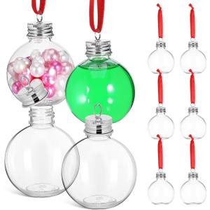 DECHOUS 10Pcs Christmas Ornament Drink Balls: Fillable Christmas Booze Balls 5 oz Clear Plastic Shot Glass Ornaments for Xmas Party Holiday Decoration