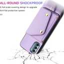 Luxury Wallet Case for Motorola Moto G Stylus 5G 2022 with 5 Card Slots Thin Slim Flip Purse & Shoulder Strap,Credit Card Holder Stand Phone Cover for XT2215-1 XT2215-4 XT2215DL Purple