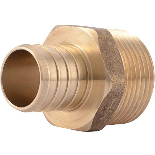 SharkBite 1 Inch Crimp MNPT Male Adapter, Brass Plumbing Fitting, PEX Pipe, Copper, UC140LFA