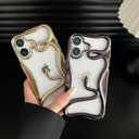 FLIRACON Cute Cool Hollow Solid Color 3D Snake Heat Dissipation Soft Phone Case Compatible with iPhone Case(Silver,for iPhone 16)