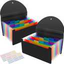 2 Pack 13 Pockets A6 Mini Coupon Organizer Wallet, Expandable Accordion File Organizer for Storage Receipt Cards Coupons Tickets - Black