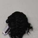 Loose Wave Curly Yaki Hair Drawstring Ponytail Extension for Women Natural Black 8inch Short Afro Curly Hair Bun Synthetic Curly Messy Bun Hair Piece for Daily Use(1B)