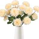 6PCS Dahlia Artificial Flowers with 3 Heads 29in Long Stem Faux Dahlia Silk Flowers Fake Dahlia Bouquets for Wedding Home Baby Shower Table Centerpieces Decor Floral Arrangements (Champagne)