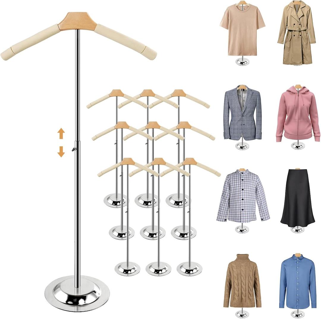 20-35 Inch Height Adjustable Shirt Display Stand, T Shirt Display Stand for Vendors, Shirts Rack for Clothing Dress Garment Coat Retail (White, 10 Pcs)