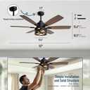 Farmhouse 52 Inch Ceiling Fan with Remote and App Control, Quiet 6-Speed Reversible DC Motor, Black Cage Design for Bedroom, Living Room, Covered Patio