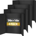 Trifold Poster Board,4 Pack 24" x 16" Black Corrugated Poster Boards,Display Board,Perfect for School Projects, Science Fairs, Event Displays, and Business Presentations