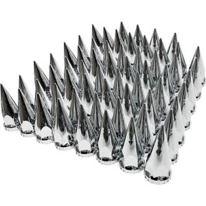 60 Pack Spike Lug Nut Covers, 33mm by 4-3/4" Thread On Chrome Spike Nut Cover Caps ABS Plastic Anti-Rust Screw-on Lug Nut Covers for Semi Trucks
