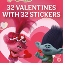 Trolls 32 Valentines With 32 Stickers 3 Pack