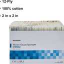 McKesson Woven Gauze Sponges, Sterile, 12-Ply, 100% Cotton, 2 in x 2 in, 100 per Pack, 1 Pack