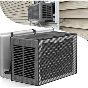 Plusluck Window Air Conditioner Covers Outside: Mesh Cover for U-Shaped Air Conditioner 8000BTU-12000BTU, Anti-Leaf, Dustproof, Windproof, Waterproof, Outside Window AC Protection Cover, Black