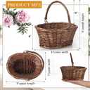 Barydat Small Wicker Basket with Handle Flower Girl Baskets Oval Willow Woven Braided Gift Basket for Weddings Picnic Baby Shower Home Garden Decor(6 Pcs,Brown,9" x 7" x 4")