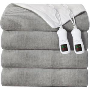 Electric Heated Blanket Queen Size, Washable Blanket Warmer with Dual Control for Home for Adults, Super Cozy Soft Fabric, 84" x 90", 9 Heat Levels, 1-9H Auto-Off, ETL Certified, Gray