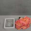 Artificial Rose in Glass Vase Vintage Silk Flower Arrangement with LED Light for Table Centerpiece Home Wedding Decoration (Coral Pink)