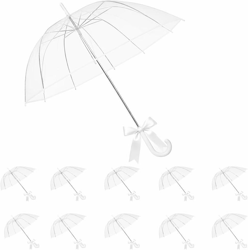 20 Pack Clear Umbrella Bulk, Bulk Umbrellas for Wedding, Transparent POE Auto Open Rain Umbrellas with Stainless Steel Frame, Large Canopy for Wedding Photography & Outdoor Events and Parties