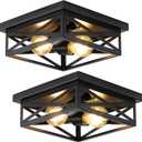 2Pack Vintage Farmhouse Flush Mount Ceiling Light Fixtures, 2-Light Hallway Kitchen Ceiling Light, Industrial Farmhouse Light Fixtures Ceiling Mount for Bedroom