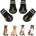 DcOaGt Dog Shoes for Small Medium Puppy, Anti-Slip Waterproof Dog Boots & Paw Protectors for Hot Pavement Winter Snow, Breathable Reflective Booties for Hiking Walking Hunting,Black 4PCS(Size 5)