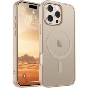 SUPFINE Magnetic for iPhone 16 Pro Case(Compatible with MagSafe)(Military Grade Drop Protection) Slim Translucent Matte Shockproof with Anti-Fingerprint Phone Case,Desert Gold
